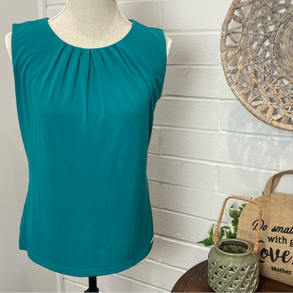 Calvin Klein Tops - Calvin Klein Pleated Scoopneck Sleeveless Shirt Size Small P